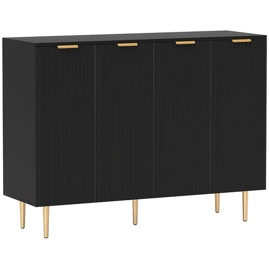 HOMCOM Sideboard Buffet Cabinet with four ribbed doors and gold-coloured legs on a white background