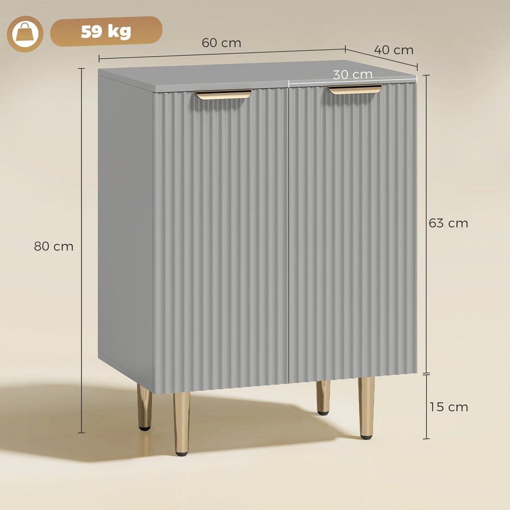 the grey storage cabinet with dimensions shown in cm