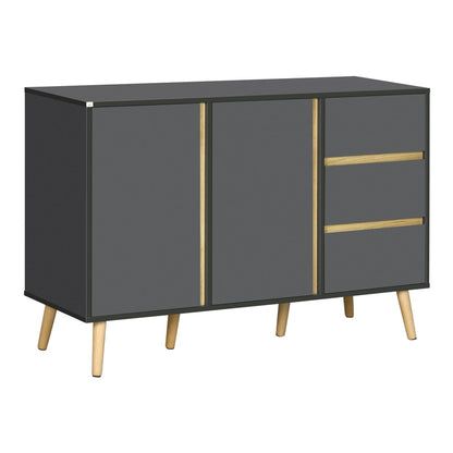 HOMCOM Sideboard, a dark grey kitchen cupboard with double doors and three drawers
