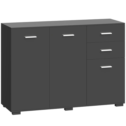 HOMCOM Sideboard, a modern black storage cabinet with two drawers and three doors
