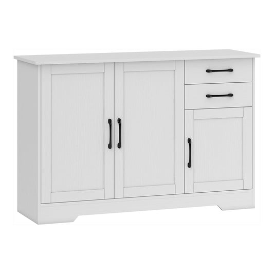 HOMCOM Sideboard with 2 Drawers Modern Storage Cabinet in white with black handles