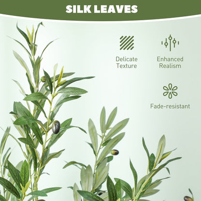 Close up of the artificial olive tree leaves and olives, highlighting delicate texture and fade resistance
