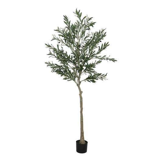 HOMCOM Silk Leaf Artificial Olive Trees a realistic plant with green leaves and black olives in a black pot