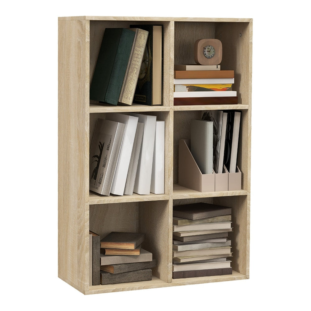 HOMCOM Six-Cube Bookcase in oak wood effect with six storage compartments