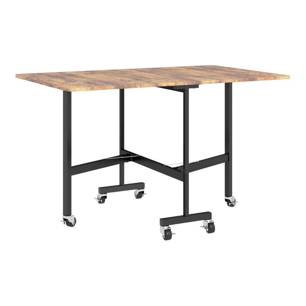 HOMCOM Six-Seater Drop-Leaf Dining Table in Rustic Brown