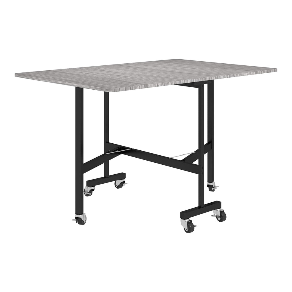 HOMCOM Six-Seater Drop-Leaf Dining Table in Grey Wood-effect