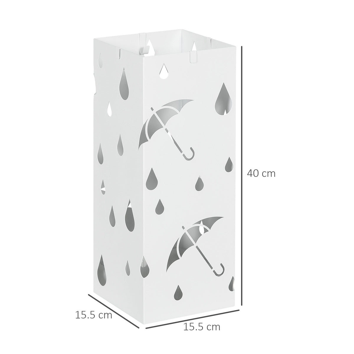 The umbrella stand shown with dimension lines indicating its height and width
