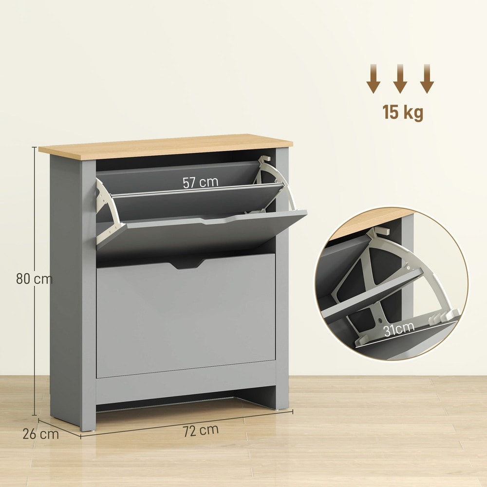 Dimensions of the slim shoe storage cabinet with flip drawers