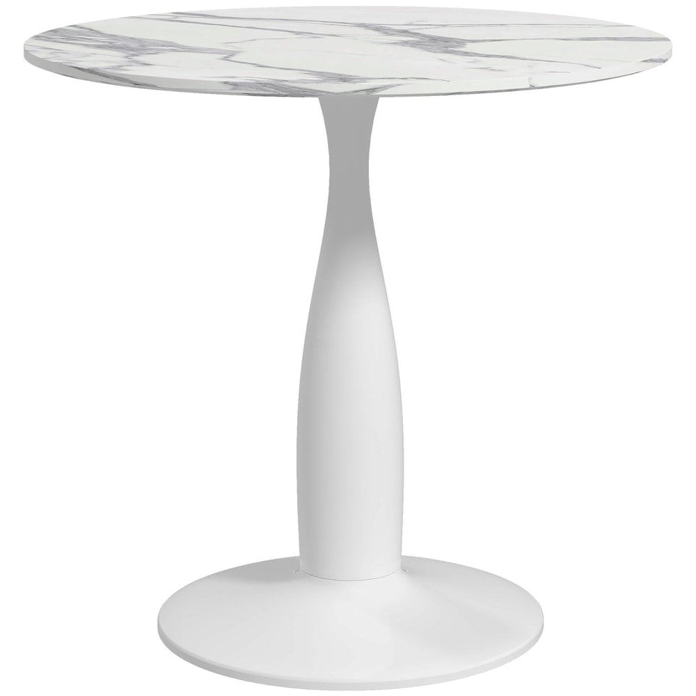 HOMCOM Small 2-Person Dining Table in Faux Marbled White