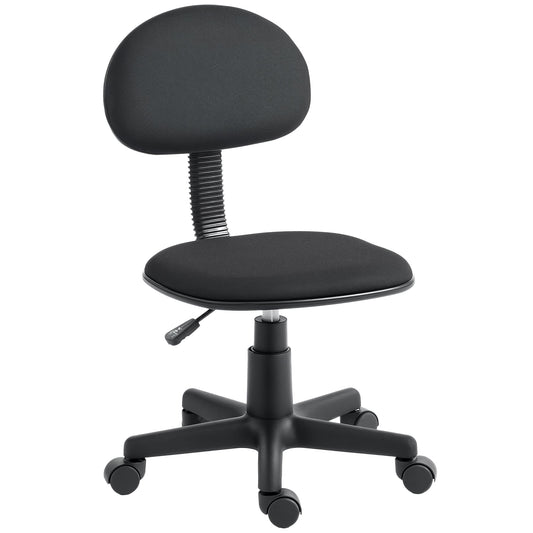 HOMCOM Small Armless Office Chair in black with a five-star base and smooth rolling wheels