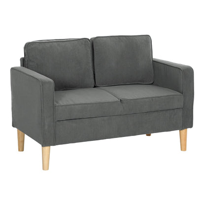 HOMCOM Small Two-Seater Corduroy Sofa in grey, a compact sofa with two seat cushions and two back cushions