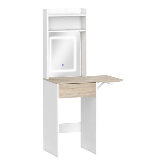 HOMCOM Small Vanity Desk with Mirror and LED Lights shown against a plain white background