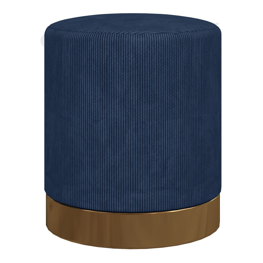 HOMCOM Soft Padded Corduroy Footstool in dark blue with a gold base