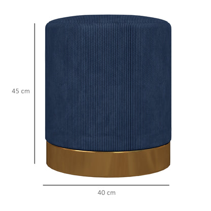 Dimensions of the dark blue corduroy footstool with gold base