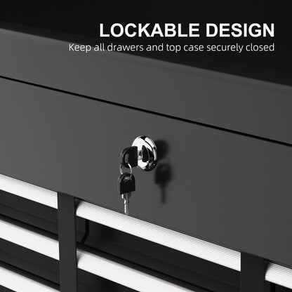 Close up of the lock mechanism on the tool box with a key inserted