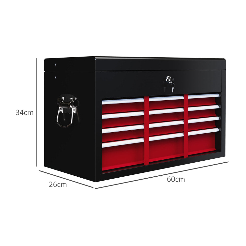 The six drawer tool storage carry chest with dimensions shown