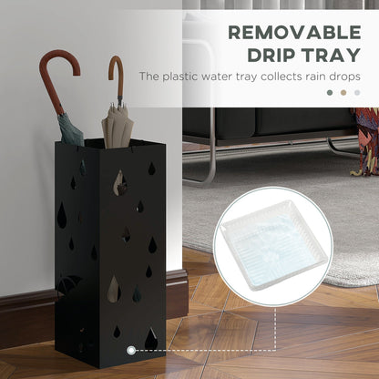 The umbrella holder with its removable drip tray shown separately