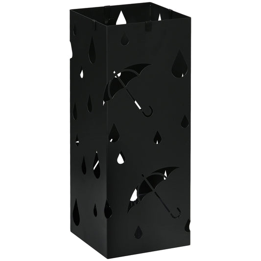 HOMCOM Steel Umbrella Stand with cut-out umbrella and raindrop pattern