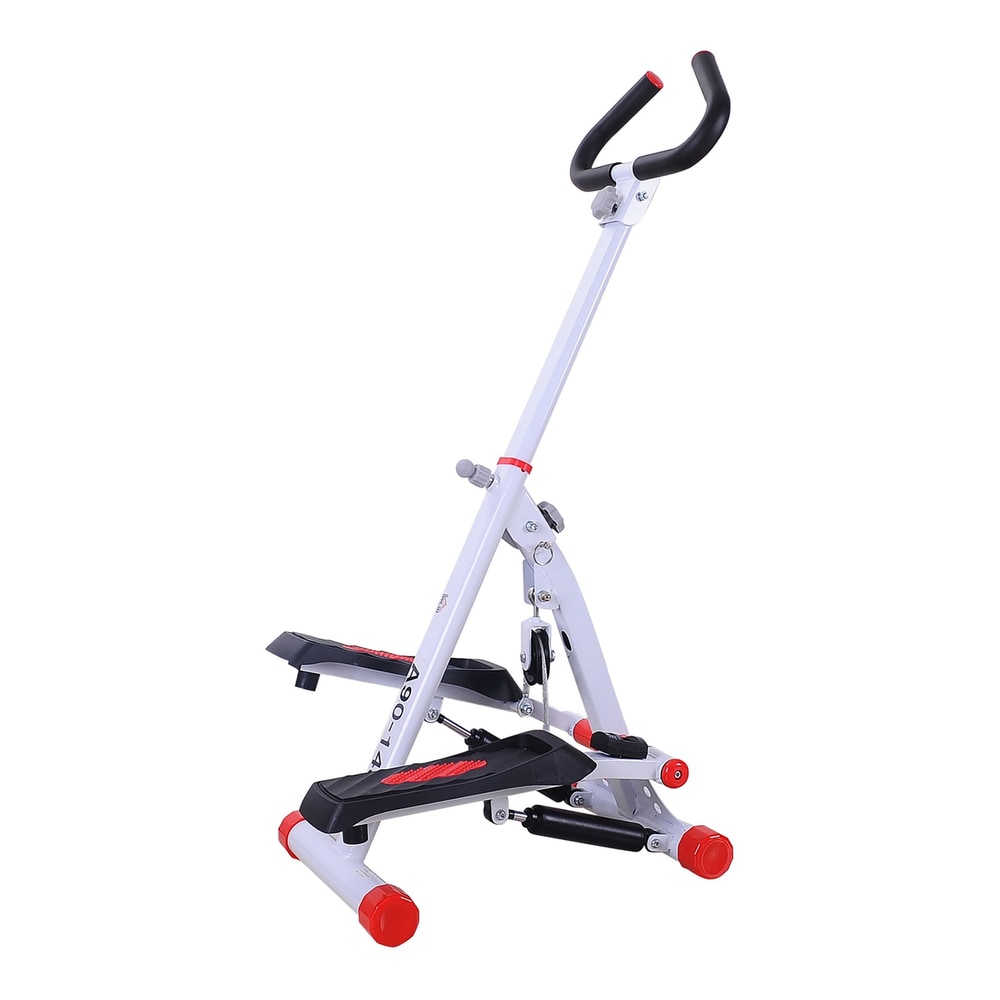 HOMCOM Stepper w/ Handle Hand Grip Workout Fitness Machine For Fitness Aerobic Exercise Home Gym Red