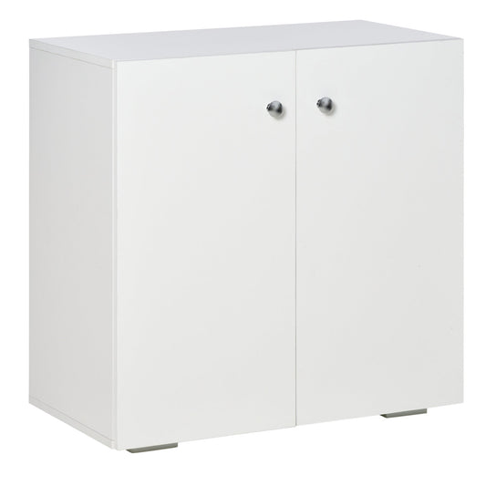 HOMCOM Storage Cabinet in white with two doors and silver handles on a plain white background