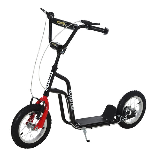 HOMCOM Teen Kick Scooter with Adjustable Handlebar, black with red front forks and white wheels