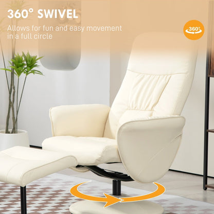 Cream white PU leather armchair with swivel function demonstrated