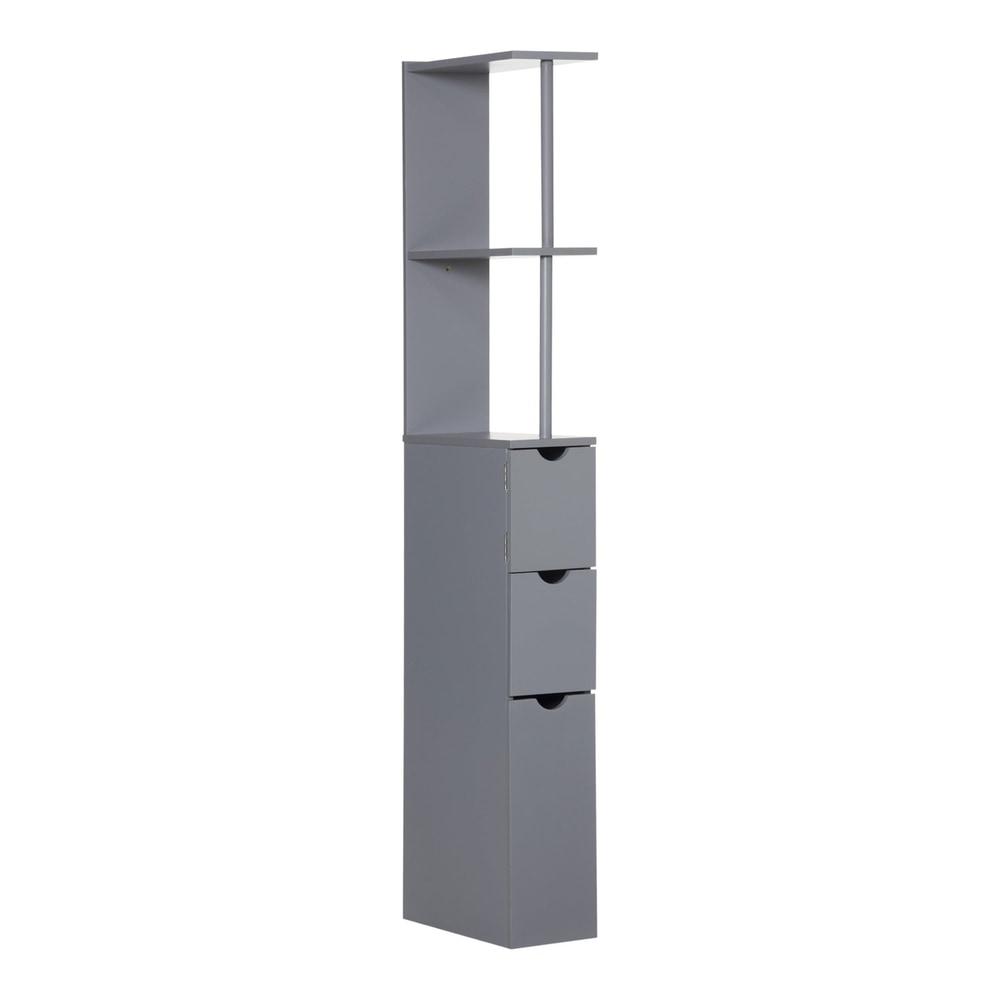 HOMCOM Tall Bathroom Cabinet freestanding storage unit with shelves and drawers in grey