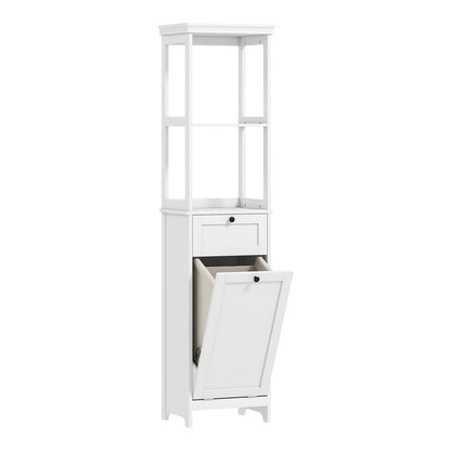 HOMCOM Tall Bathroom Cabinet with a drawer and a tilt-out laundry basket compartment