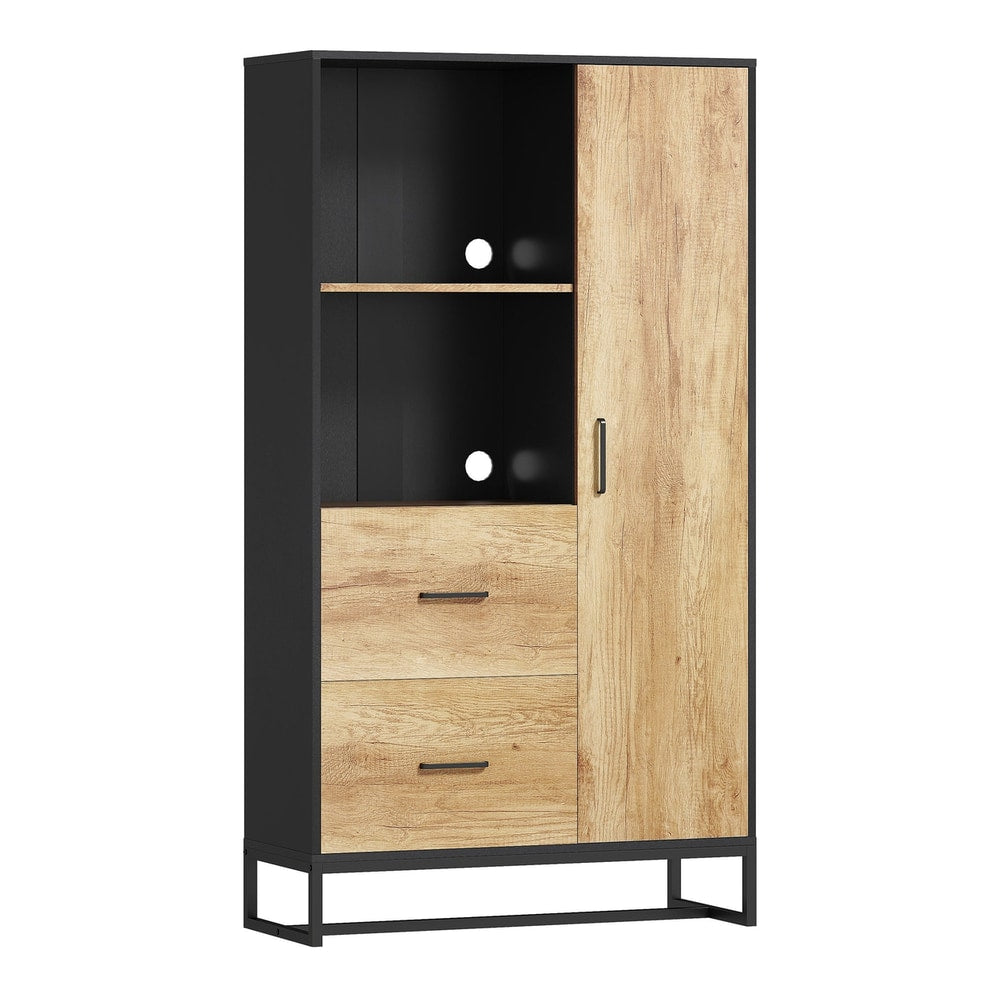 HOMCOM Tall Kitchen Cupboard with two drawers and a cupboard door