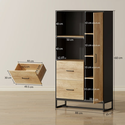 Kitchen furniture size diagram showing dimensions of the cupboard and drawers