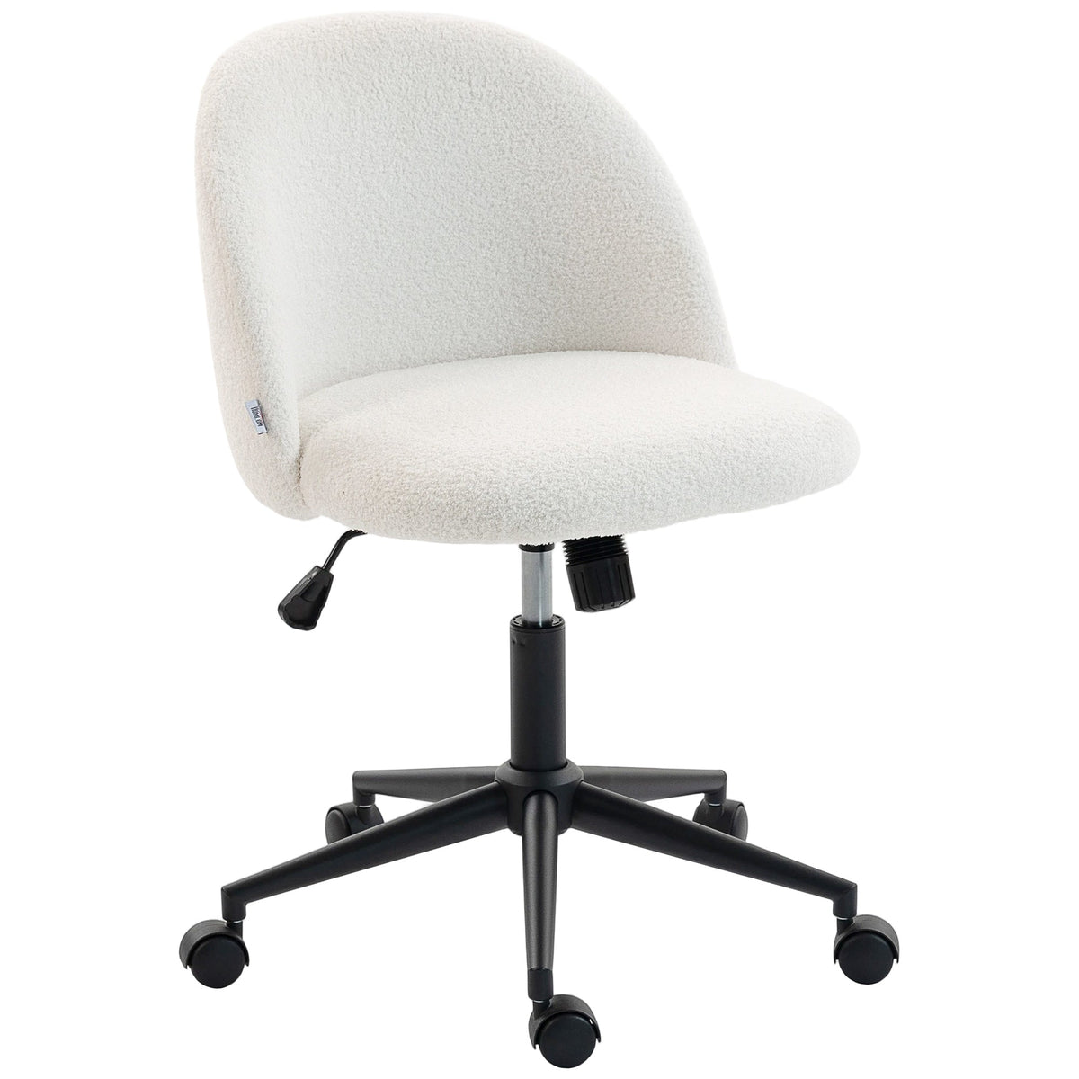 HOMCOM Teddy Fleece Office Chair with Wheels in cream white, a comfortable and stylish desk chair