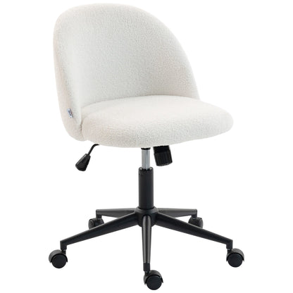 HOMCOM Teddy Fleece Office Chair with Wheels in cream white, a comfortable and stylish desk chair