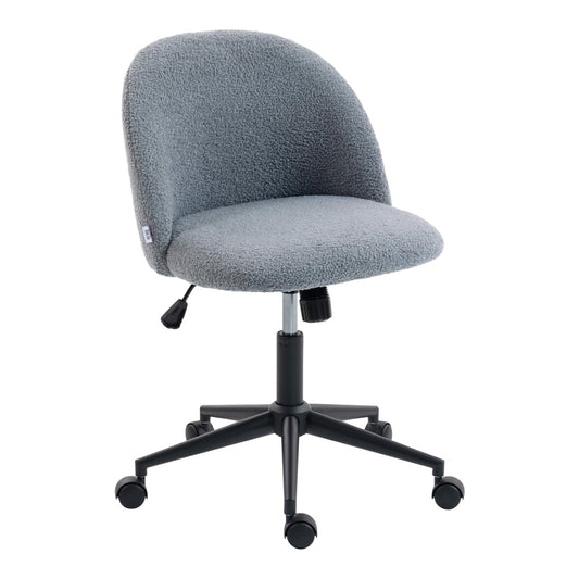 HOMCOM Teddy Fleece Office Chair with Wheels in grey, a comfortable and stylish addition to any workspace