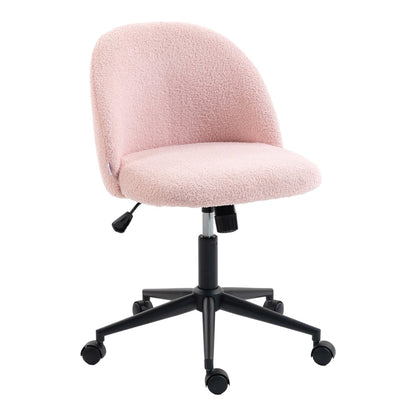 HOMCOM Teddy Fleece Office Chair with Wheels in light pink, a comfortable and stylish addition to any workspace