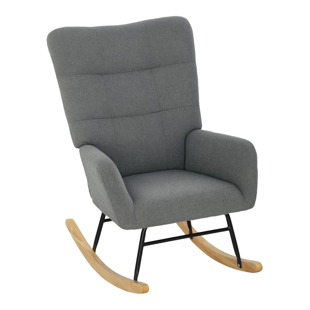 HOMCOM Teddy Fleece Rocking Chair in Grey