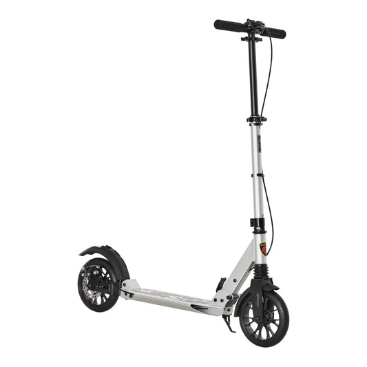 HOMCOM Teen/Adults Aluminium Folding Kick Scooter in silver shown against a plain white background