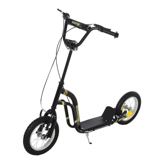 HOMCOM Teen Kids Stunt Scooter w/ Adjustable Handlebar in black with yellow accents