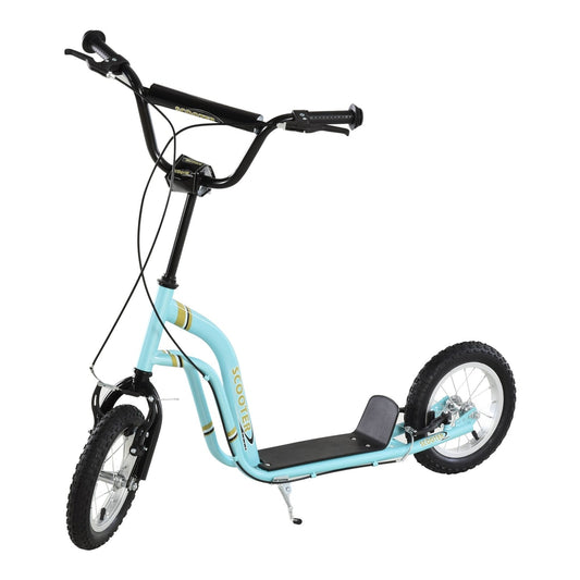 HOMCOM Teen Kids Stunt Scooter in light blue with black handlebars and wheels