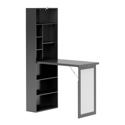 HOMCOM Three-Part Work Desk with storage and writing board in black