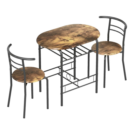 HOMCOM Three-Piece Compact Dining Set with oval table and two chairs