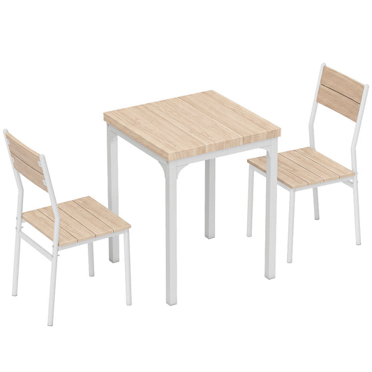 HOMCOM Three-Piece Minimal and Compact Dining Set with a square table and two matching chairs