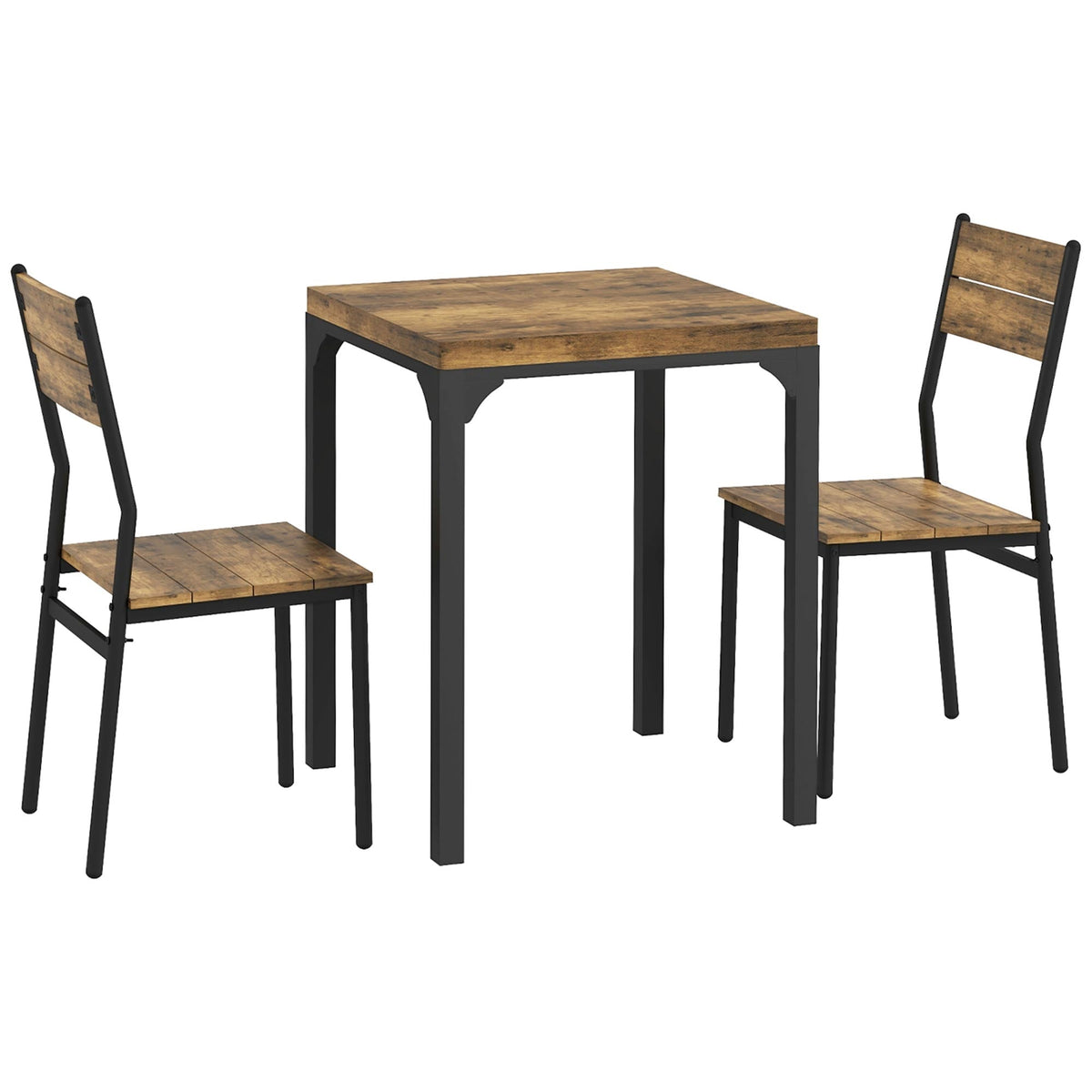 HOMCOM Three-Piece Minimal and Compact Dining Set with two chairs and a square table