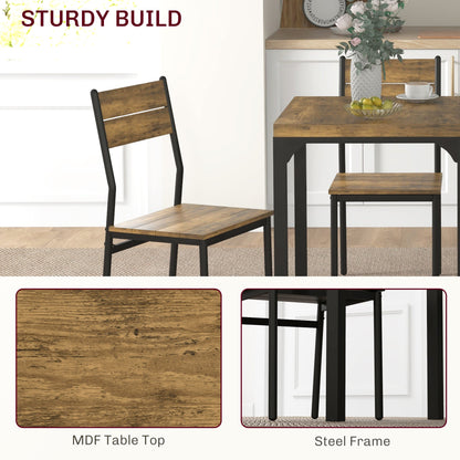 the dining furniture showing close-up details of the wood grain top and metal frame
