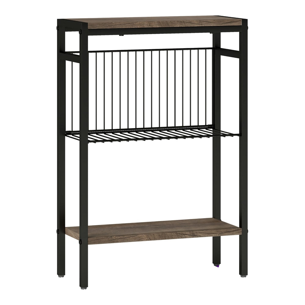 HOMCOM Three Shelf Industrial Side Table in Grey