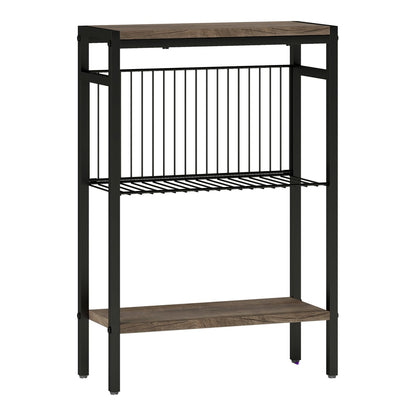 HOMCOM Three Shelf Industrial Side Table in Grey
