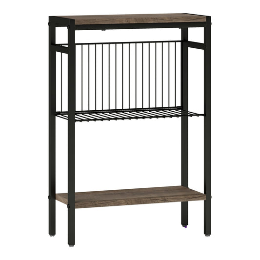 HOMCOM Three Shelf Industrial Side Table in Grey