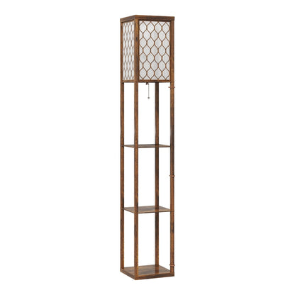 HOMCOM Three-Shelf Standing Lamp with a square lampshade and three shelves