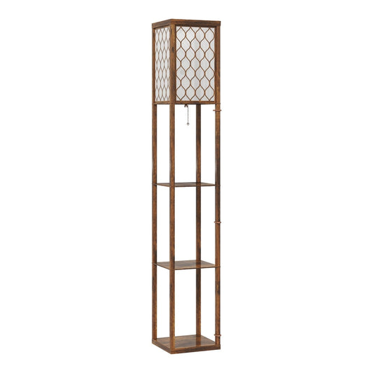 HOMCOM Three-Shelf Standing Lamp with a square lampshade and three shelves