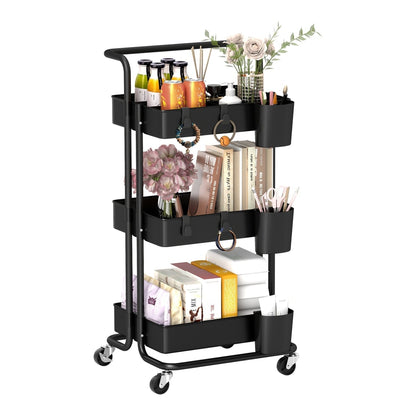 HOMCOM Three-Tier Home Trolley in Black