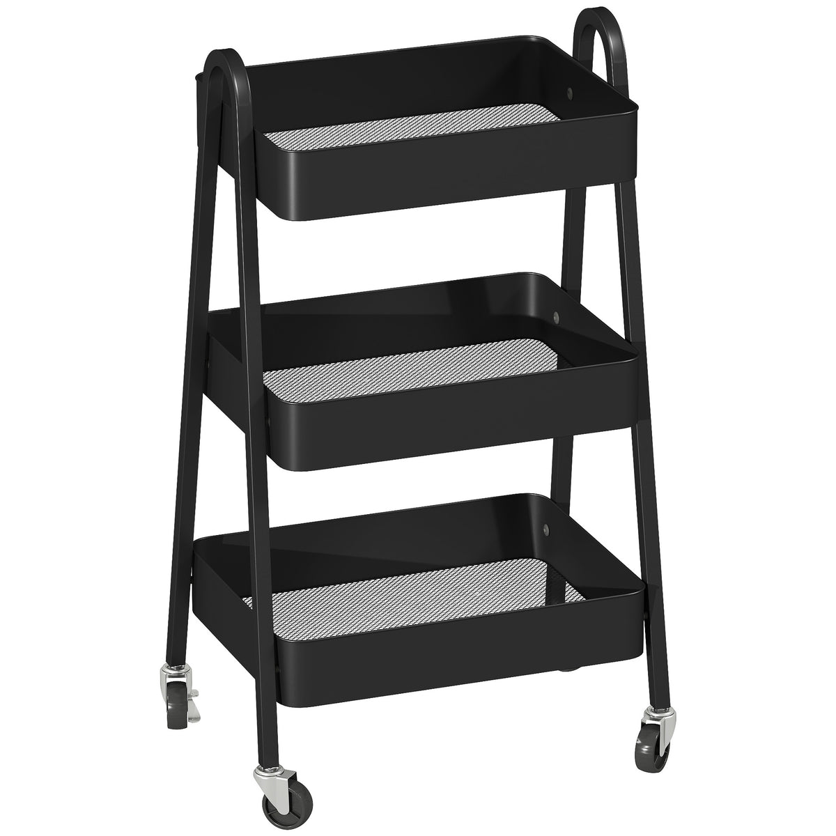 HOMCOM Three-Tier Storage Trolley in Black